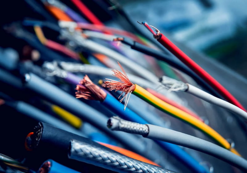 Different colors of aerial telecommunication cable